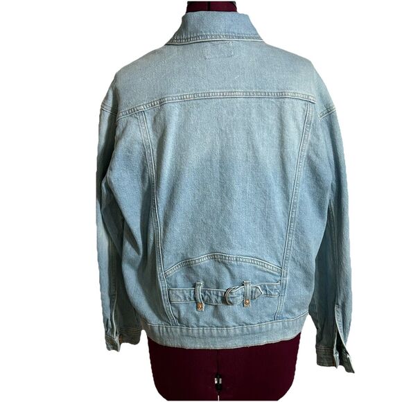 Anthropologie Pilcro Pleated Front Denim Jacket  Sz. XS Light Wash Back Buckle - Picture 2 of 16